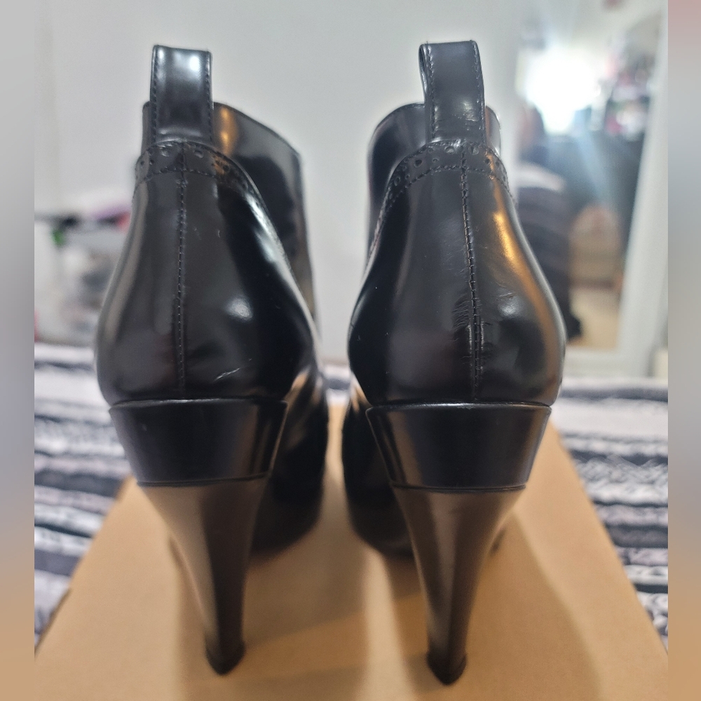 Burberry Prorsum Black Patent Leather Shoes Boots Booties Heels Size 39.5 US 8.5 - Picture 3 of 12